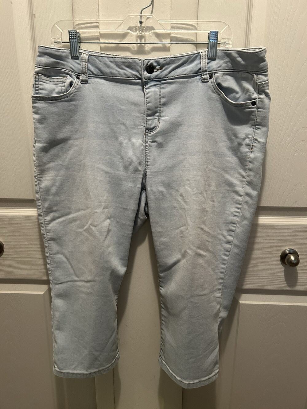 Westport W62 Boyfriend Jean Cropped Women's Jeans Lt Wash Stretch Sz 16